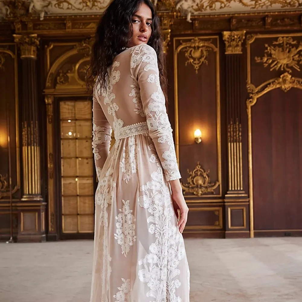 For Love & Lemons Temecula Maxi Dress size SMALL in IVORY - Picture 5 of 9